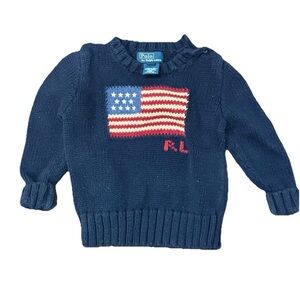 Vintage Polo Ralph Lauren Big American Flag Blue 24 Months